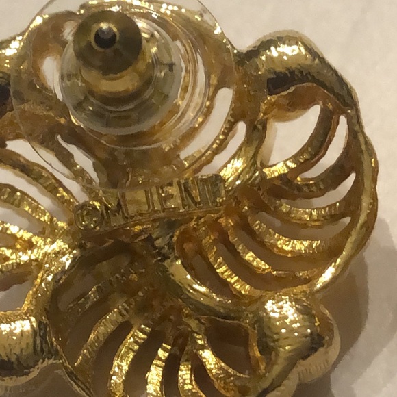 M. Jent Vintage Gold Tone and Faux Pearl Retro Boho Earrings - Picture 6 of 6